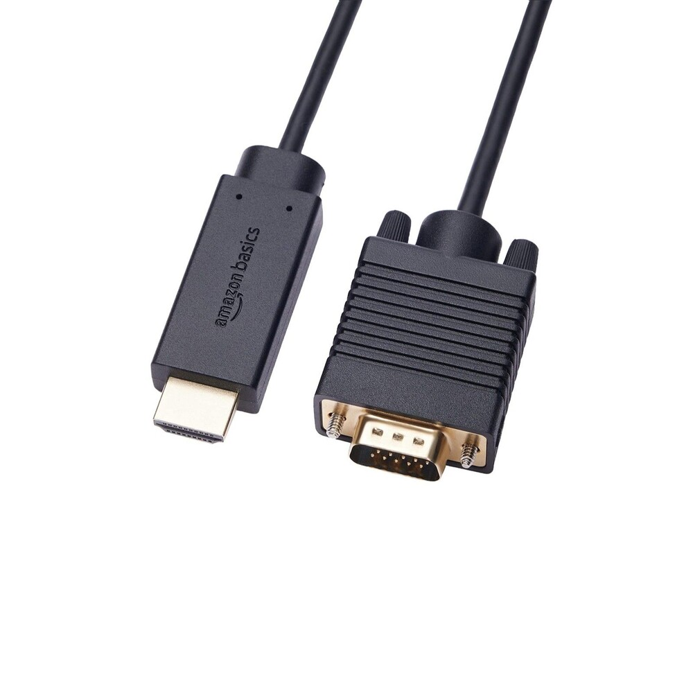 Amazon Basics HDMI to VGA Cable 6 Feet 1080P Gold-Plated Black Video Adapter NEW